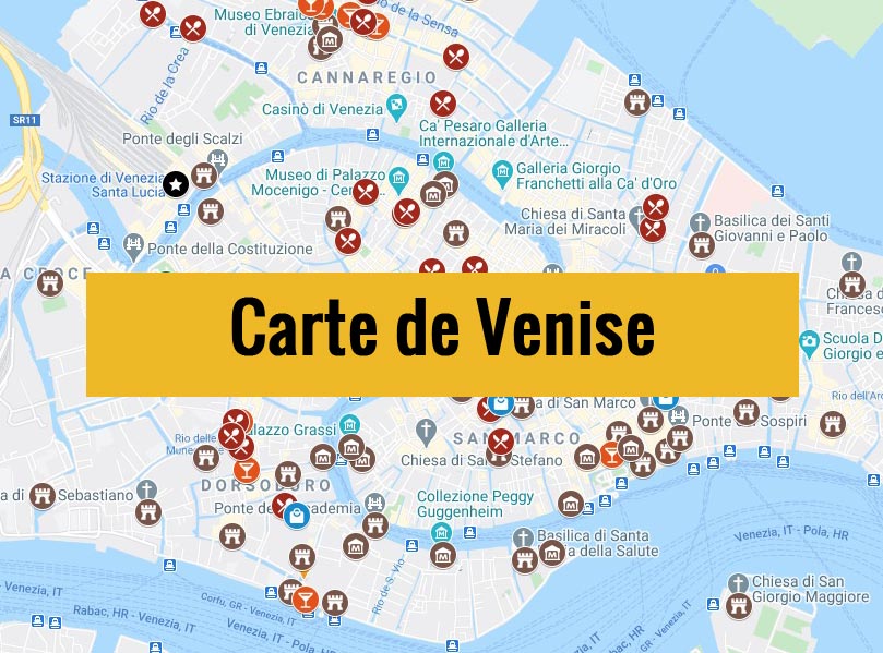 Carte de Venise en Italie avec tous les lieux du guide : A télécharger gratuitement !