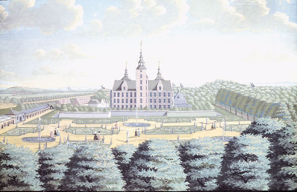 Jardins et chateau de Rosenborg de Copenhague au 18e siècle.