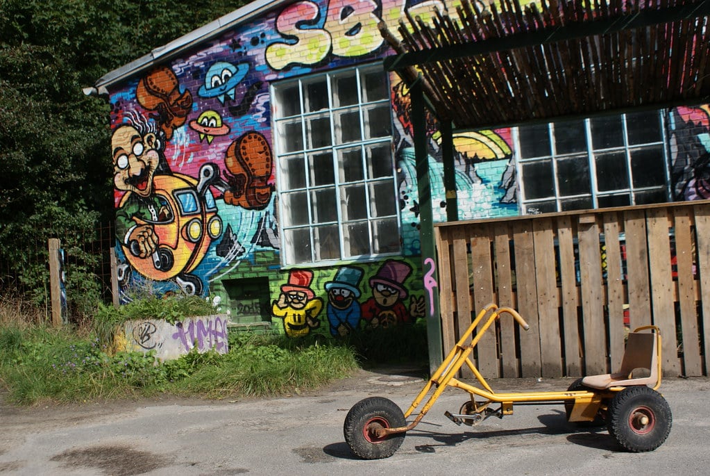 Street art dans le quartier de Christiania à Copenhague.