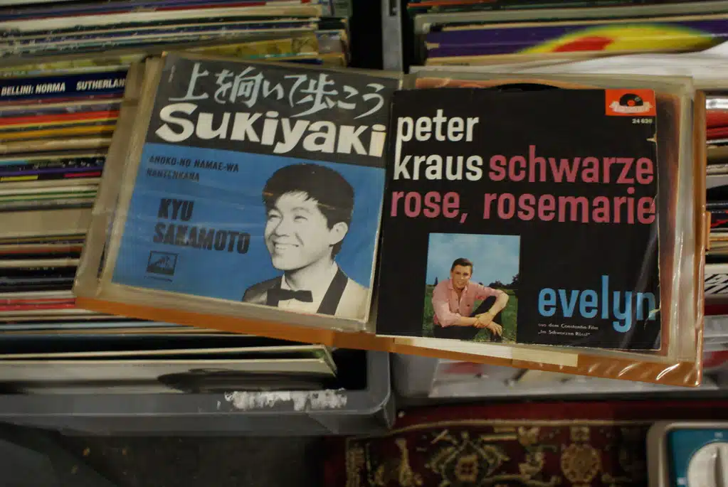 Coin musique : Vinyls dans la brocante Den Blå Hal à Copenhague.