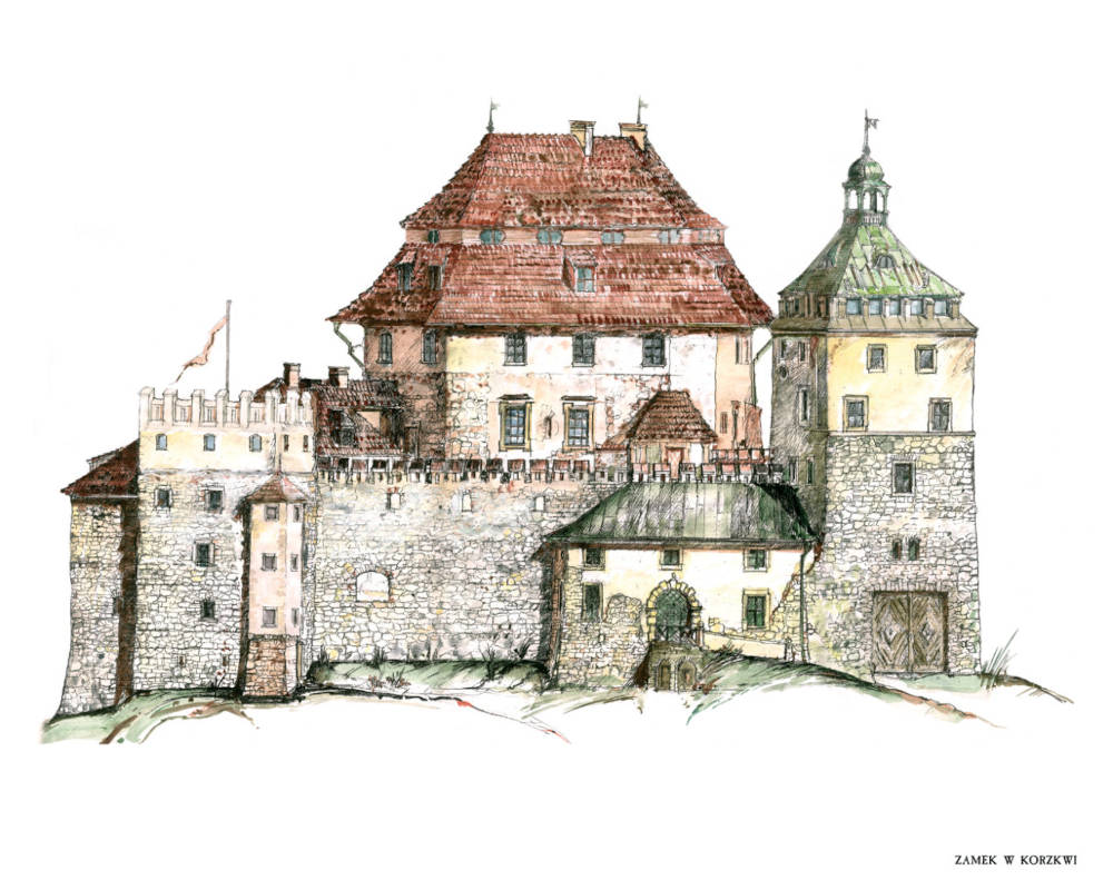 Représentation du château de Korzkiew dans le passé.
