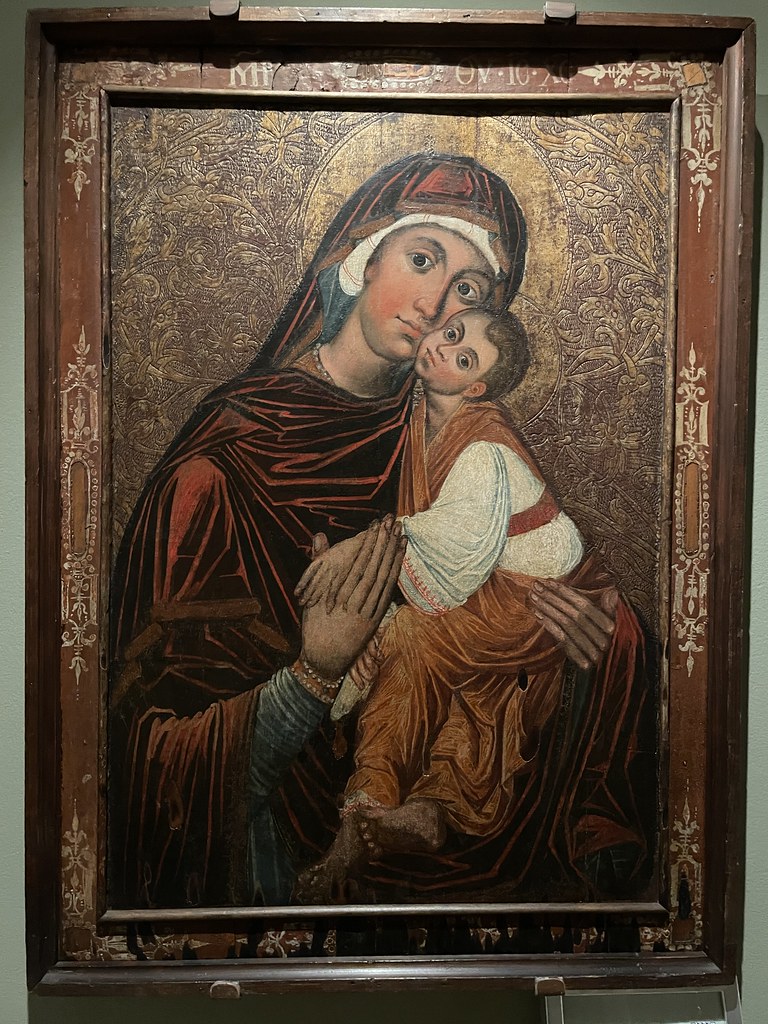 Icone de Marie et Jésus (17e) au musée d'art sacré Ciolek à Cracovie.