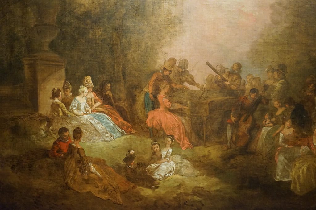 "Concert dans le jardin", peinture de Norblin au Musée Czartoryski à Cracovie.