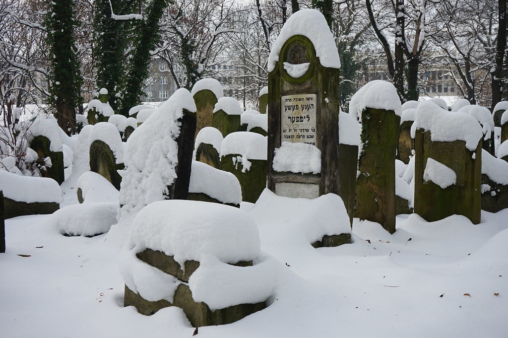 Stèles sous la neige.