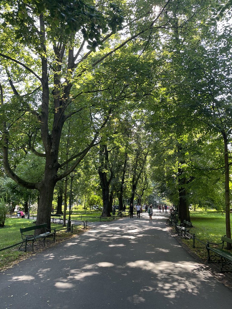 Dans le parc des Planty à Cracovie.