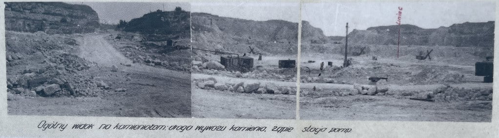 Photo historique de la mine de calcaire de Zakrzowek pendant son exploitation.