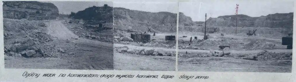 Photo historique de la mine de calcaire de Zakrzowek pendant son exploitation.