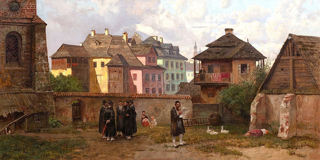 Dans le quartier de Kazimierz à Cracovie en 1916 - Toile de Józef Rapacki