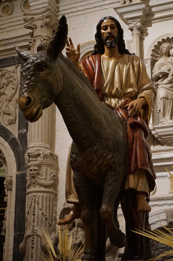 Jésus sur un âne dans la cathédrale de Cuenca (Espagne).
