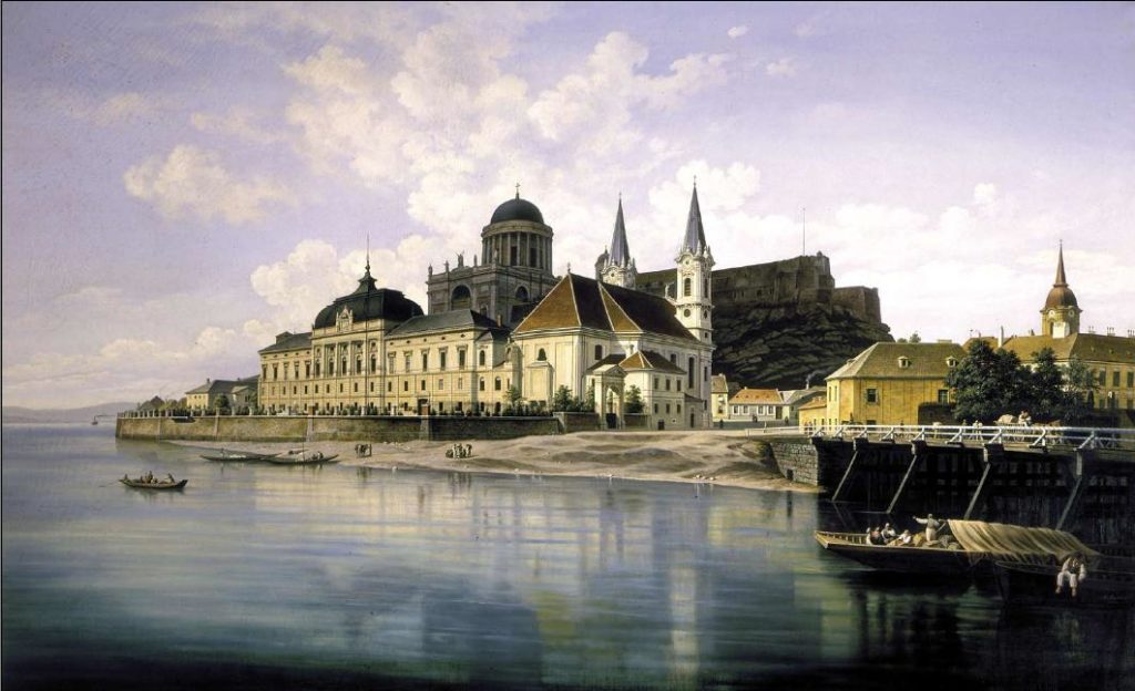 Peinture d'Esztergom (Hongrie) au 19e siècle de Hubert Sattler.