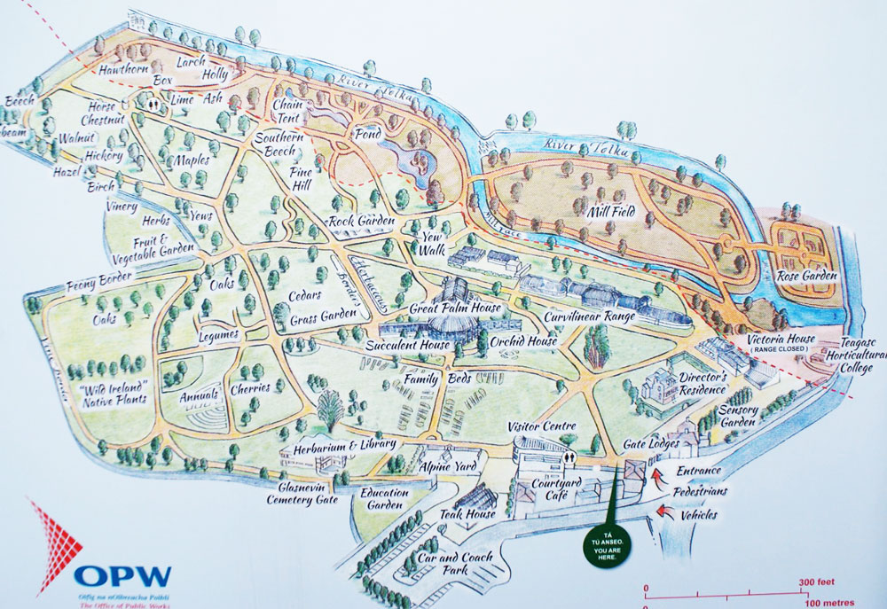 Plan du jardin botanique de Dublin.