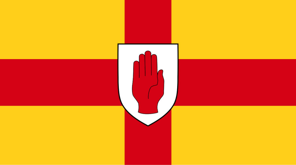 Drapeau de l'Ulster avec la fameuse main rouge. Image de Caomhan27 - Licence ccbysa 3.0