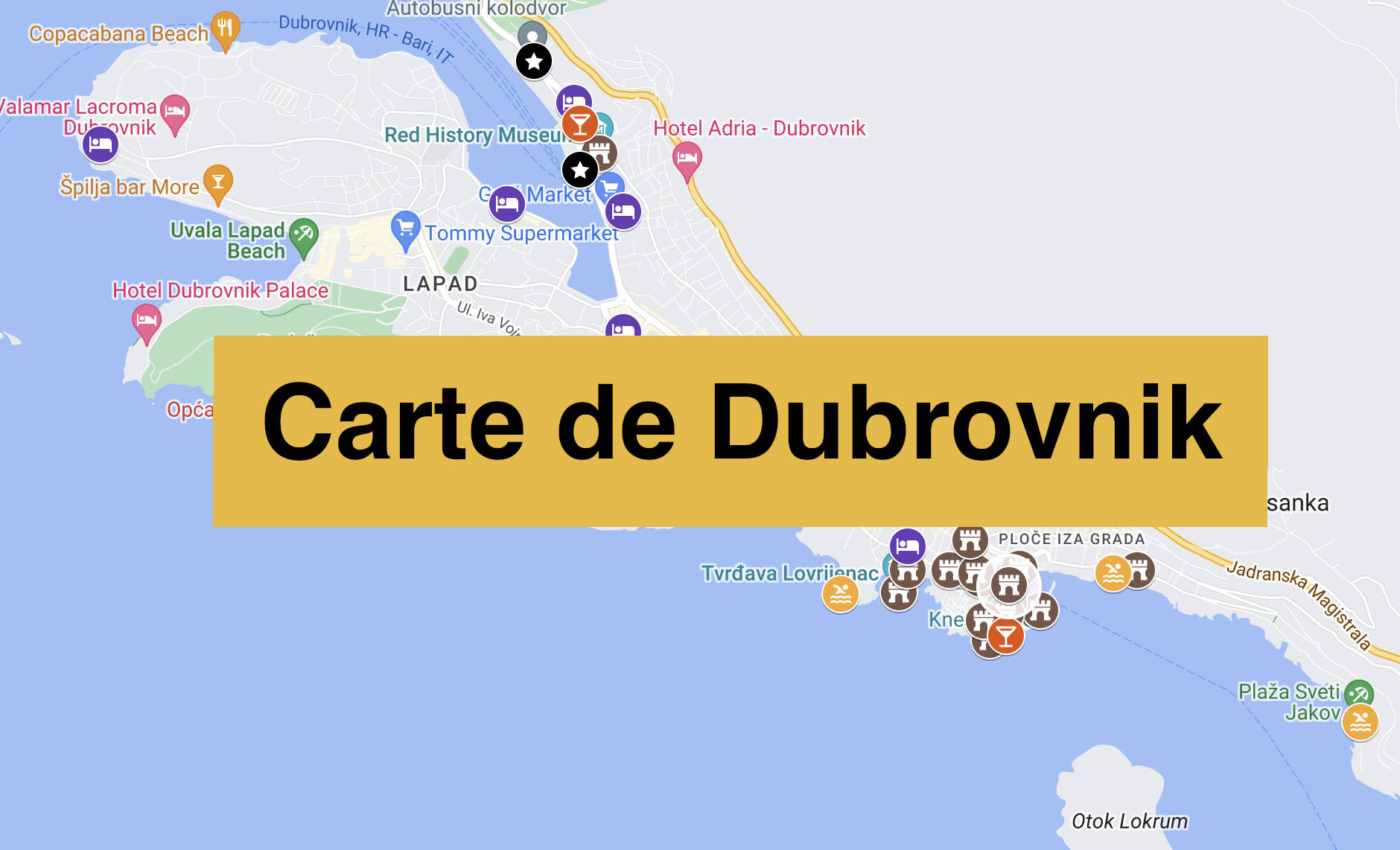 Lire la suite à propos de l’article Carte de Dubrovnik : Tous les lieux du guide