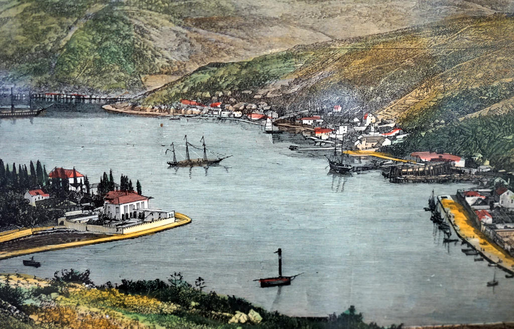 Port de Dubrovnik vers 1900. Toile du musée maritime de Dubrovnik.