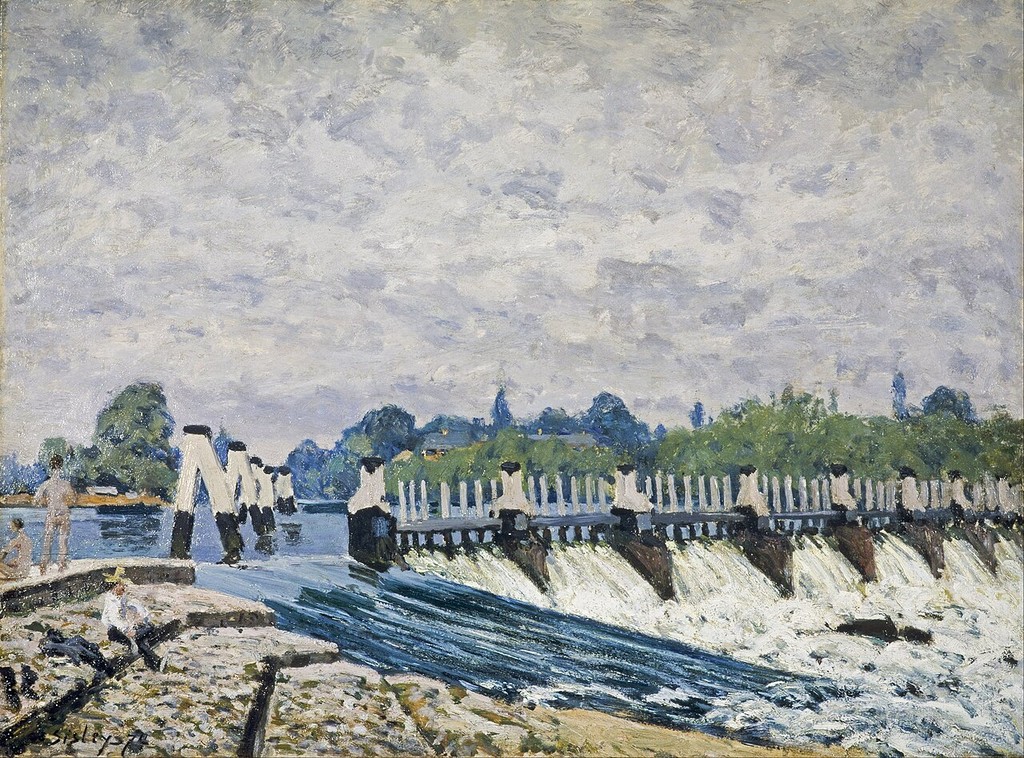  Molesey Weir, Hampton Court » (1874) Toile d’Alfred Sisley à la National Gallery of Scotland à Edimbourg.