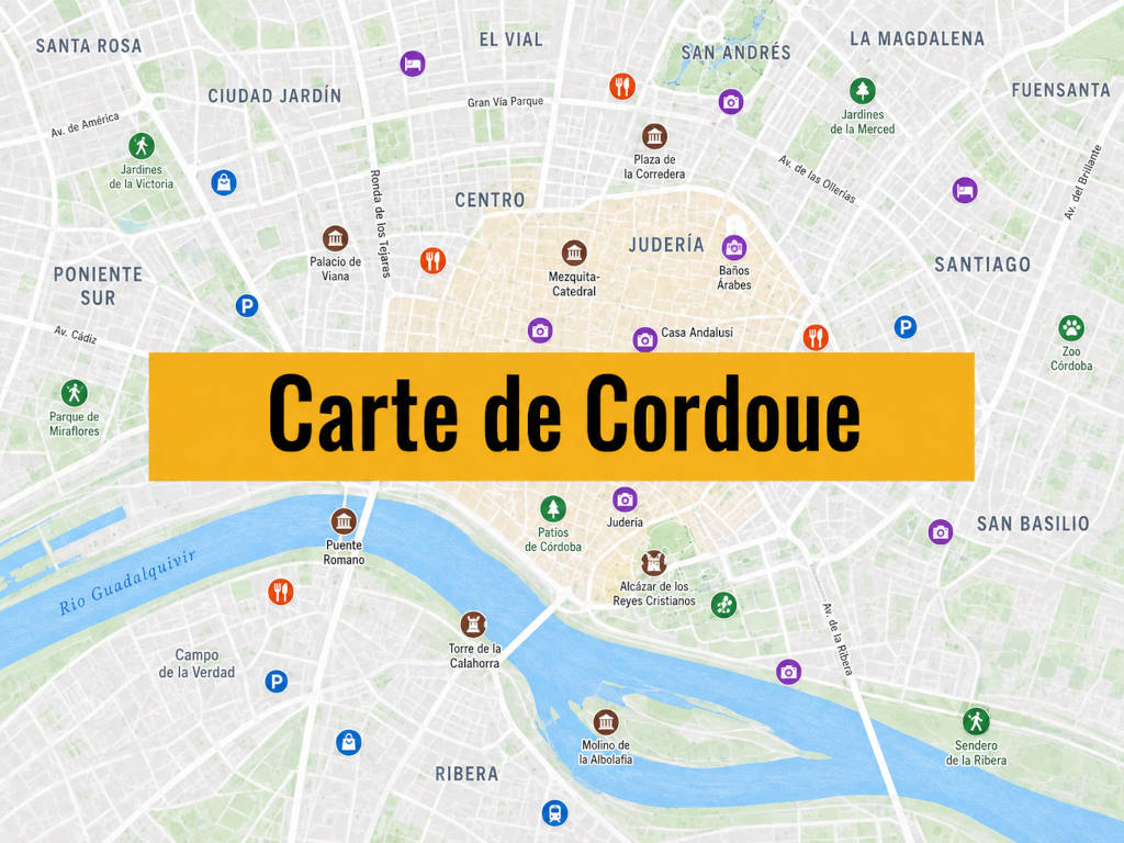 Lire la suite à propos de l’article Carte de Cordoue (Espagne) : Tous les lieux du guide