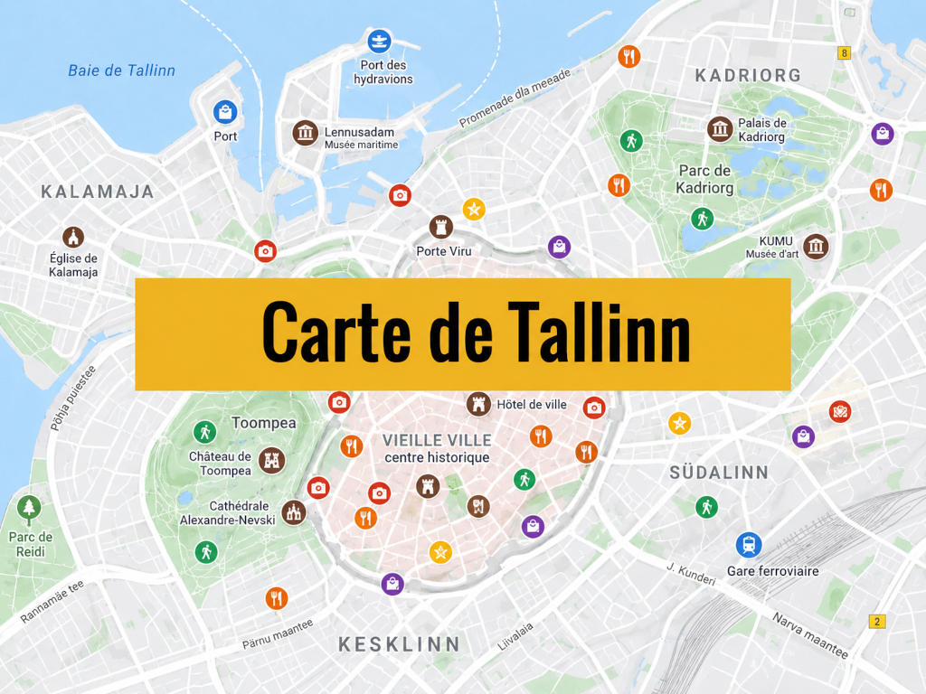 Carte de Tallinn (Estonie) : Tous les lieux du guide
