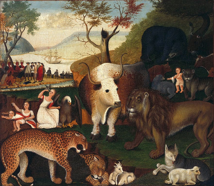 "The Peaceable Kingdom"d'Edward Hicks (1840) au Young Museum de San Francisco.