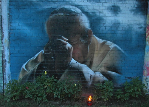 Graffiti représentant Jean Paul 2 à Cracovie - Photo de Simczuk@Flickr