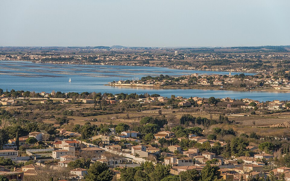 Vue sur l'étang de Thau et Bouzigues - Photo de Christian Ferrer - Licence ccbysa 3.0