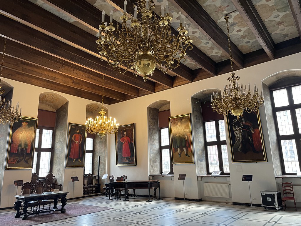 Plafond de la Salle du trône dans le Ratusz, Hotel de Ville de Gdansk.