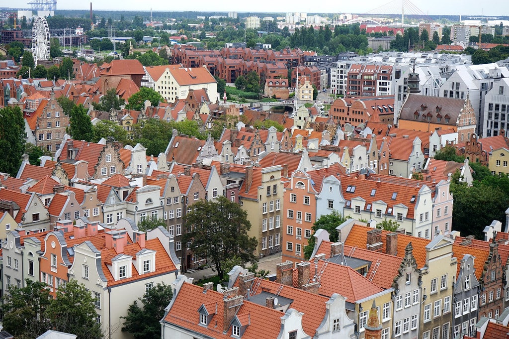 Vue sur la vieille ville depuis le Ratusz de Gdansk.