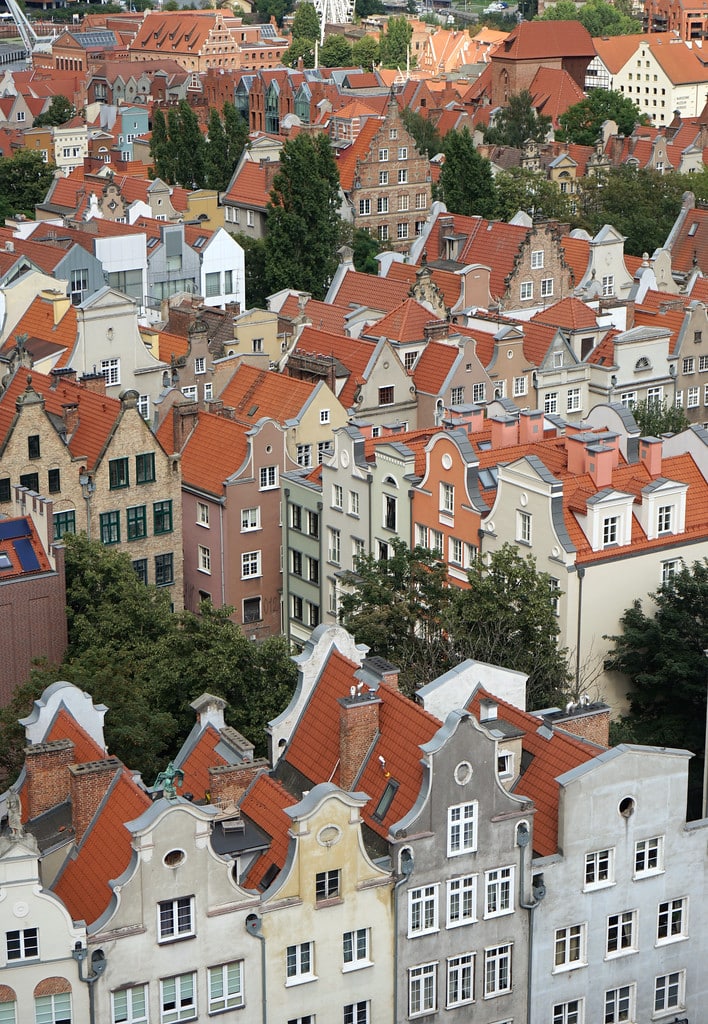 Vue sur la vieille ville depuis le Ratusz de Gdansk.