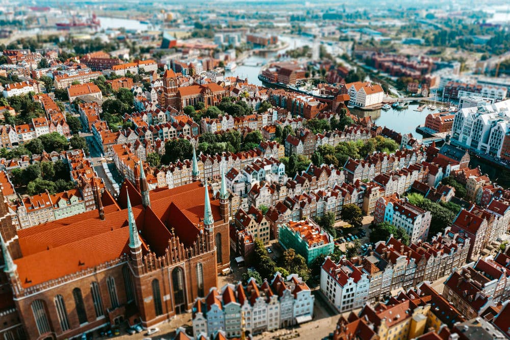 Vue aerienne du centre historique de Gdansk - Photo de Sebastian Huber