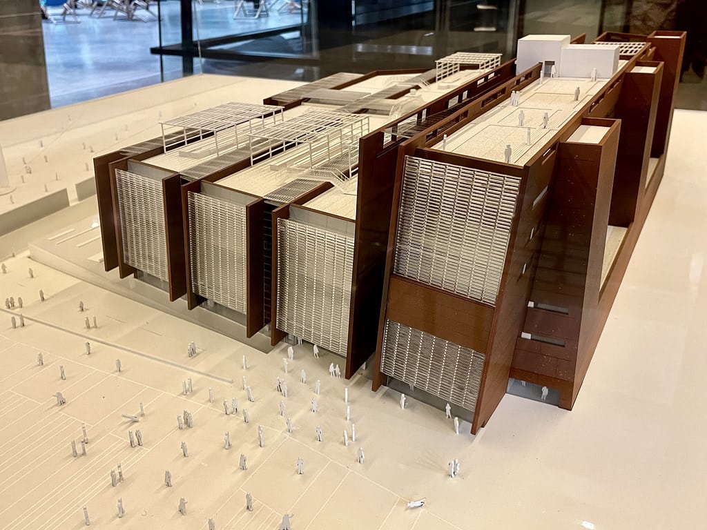 Maquette du batiment du Centre Européen de Solidarité (Europejskie Centrum Solidarnosci) à Gdansk.