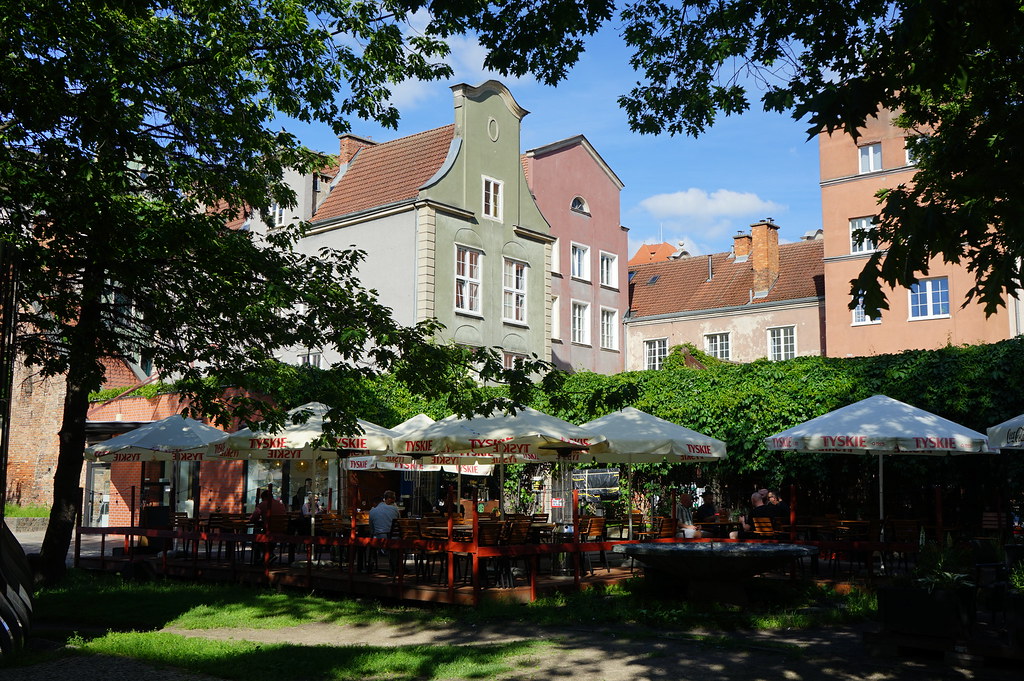 Maison à pignon colorée dans le centre historique de Gdansk.