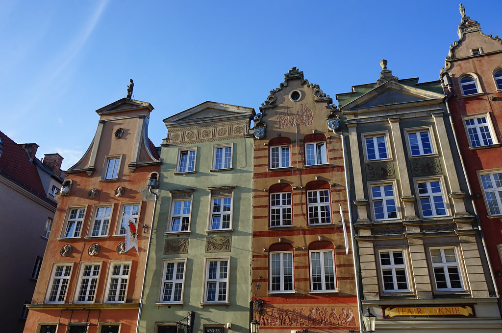 Façades colorées de la Vieille Ville de Gdansk.