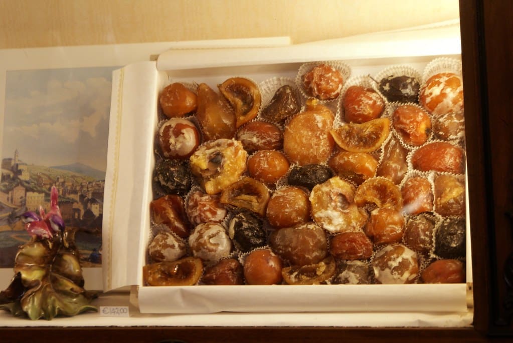 Fruits confis à la patisserie Pietro Romanengo fu Stefano à Gênes.