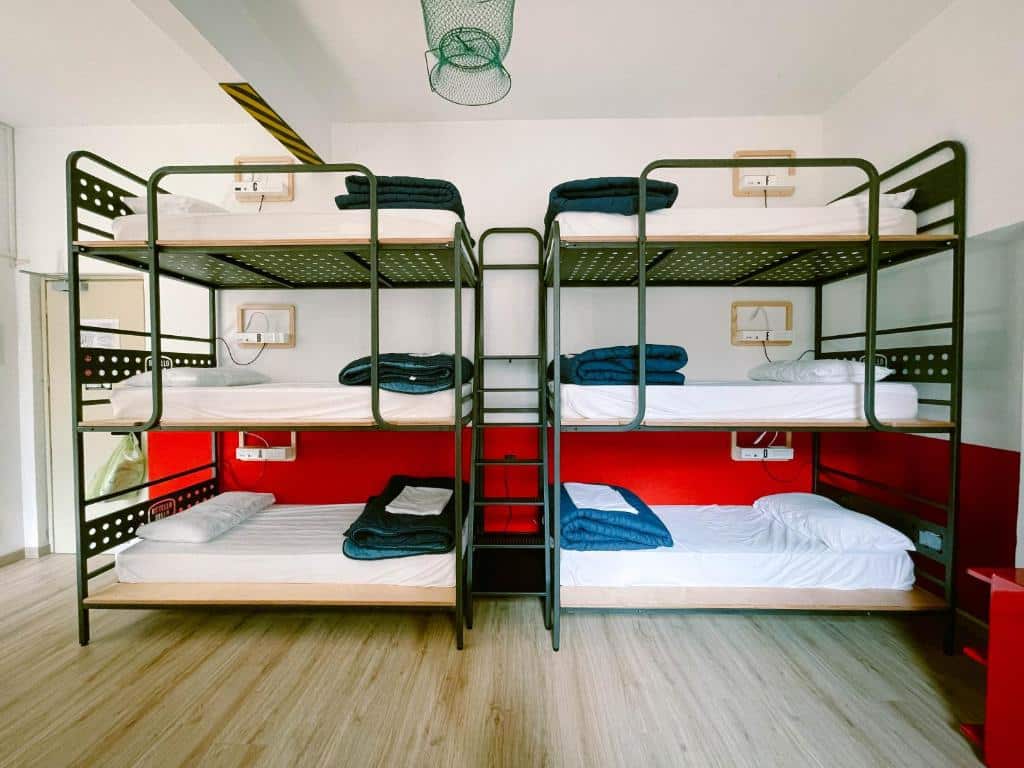 Dortoir dans l'auberge de jeunesse Ostello Bello Genova à Gênes.