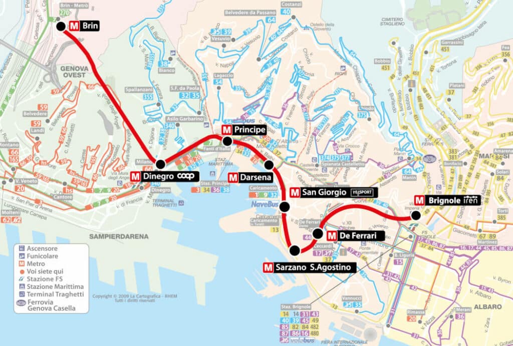 Carte du metro de Gênes.