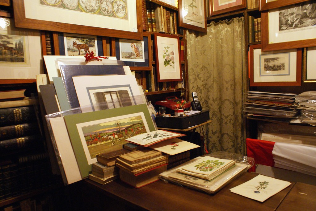 Insolite : Dans la librairie de livres anciens Dallai à Gênes. Vous trouverez aussi des illustrations et d'anciennes cartes et dessins botaniques.