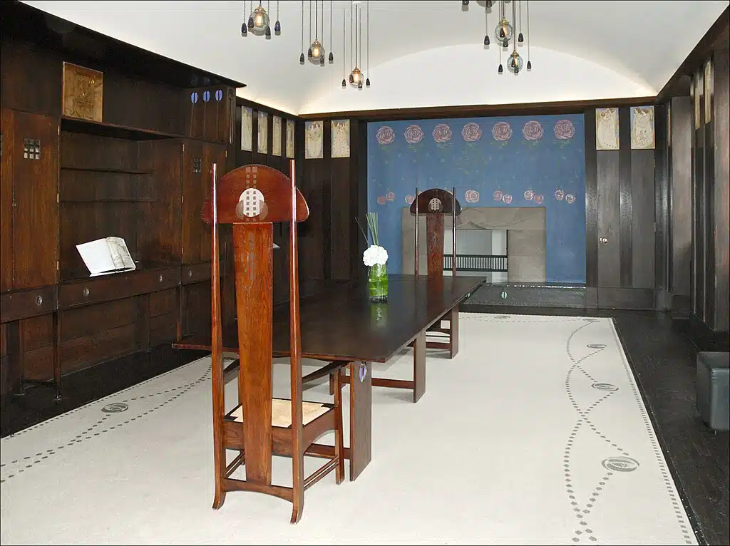 La salle à manger de la House for an art lover à Glasgow – Photo de Jean-Pierre Dalbéra