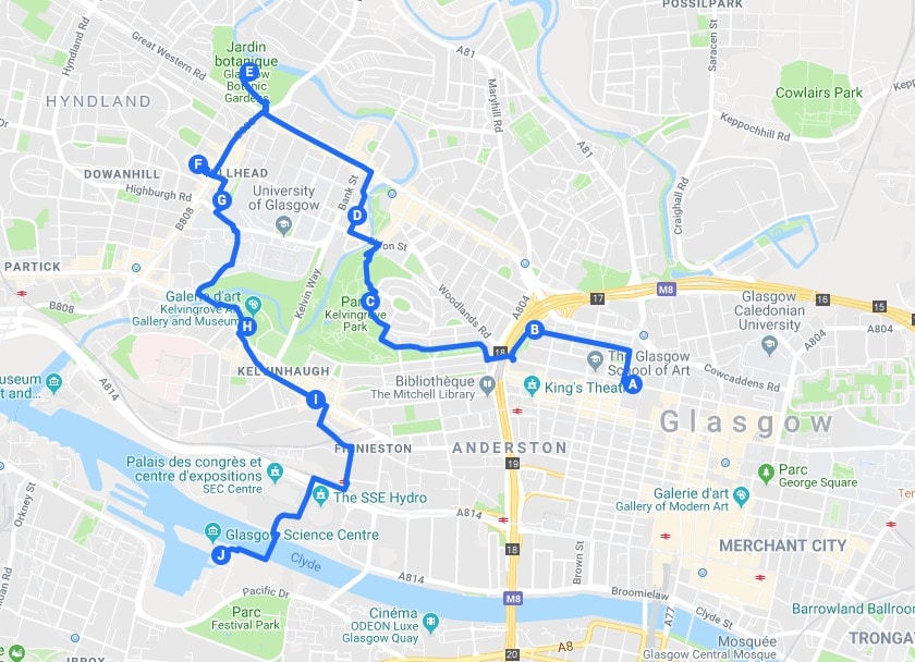 Jour 2 : Proposition d'itinéraires pour visiter Glasgow.