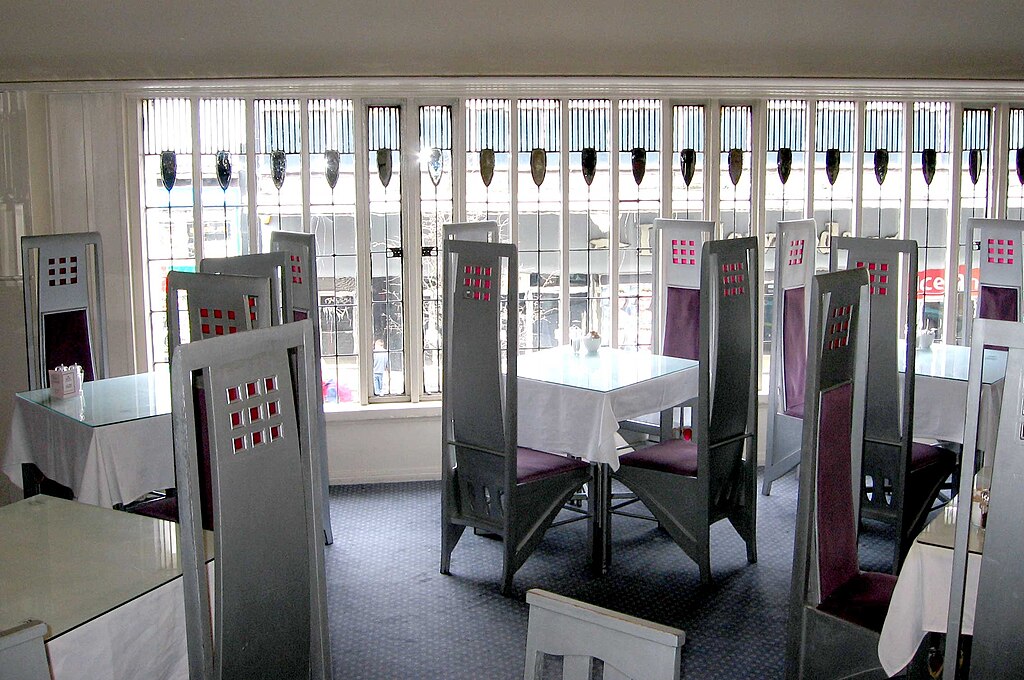 The Willow Tearooms à Glasgow dessiné par Charles Rennie Mackintosh avec la participation de Margaret MacDonald – Photo de Dave Souza
