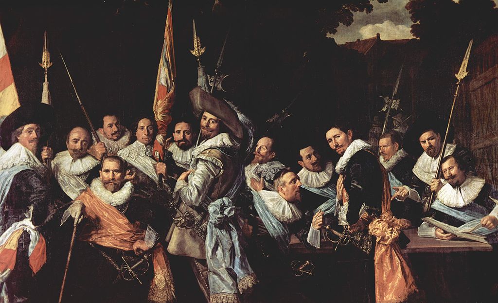 Musée Frans Hals à Haarlem : "compagnie de la milice bourgeoise des mousquetaires de Saint-Adrien" (1633).