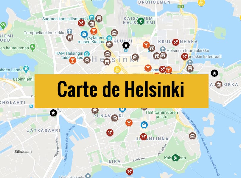 Carte de Helsinki avec tous les lieux du guide : A télécharger gratuitement !