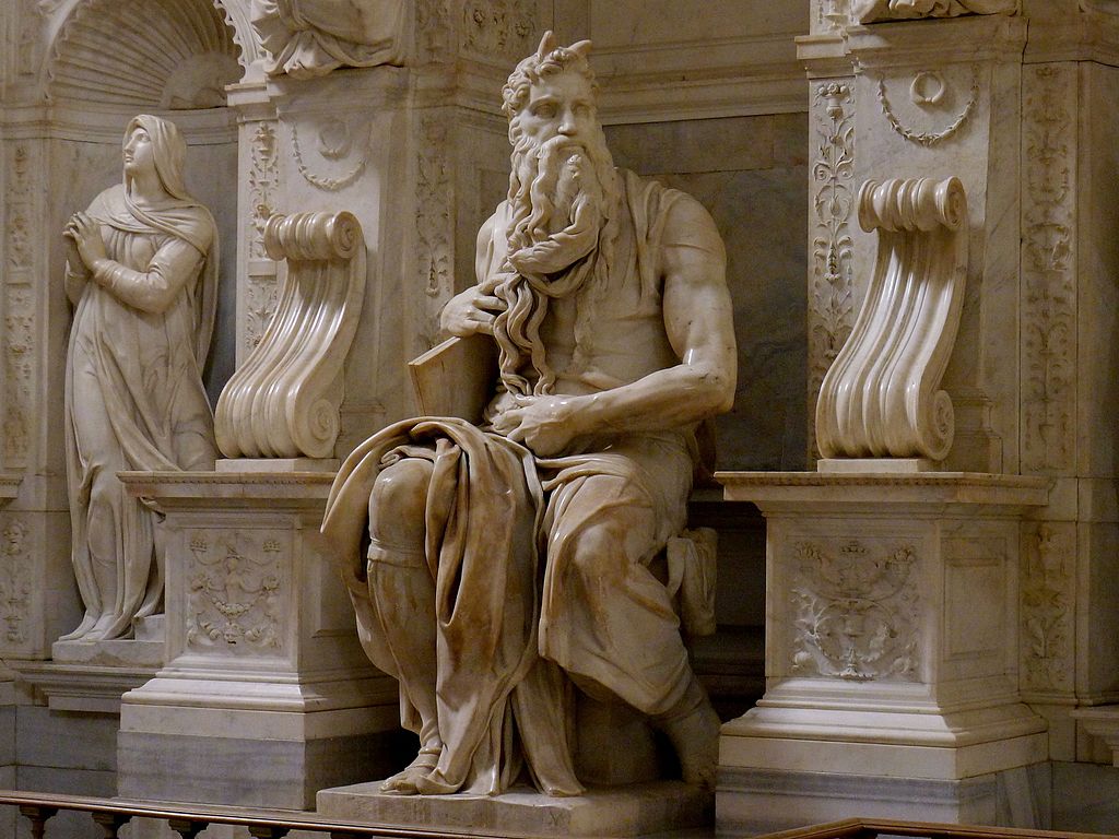 > Moïse sur le tombeau du pape Jules II par Michel Ange dans la basilique Saint-Pierre-aux-Liens à Rome - Photo de Jörg Bittner Unna