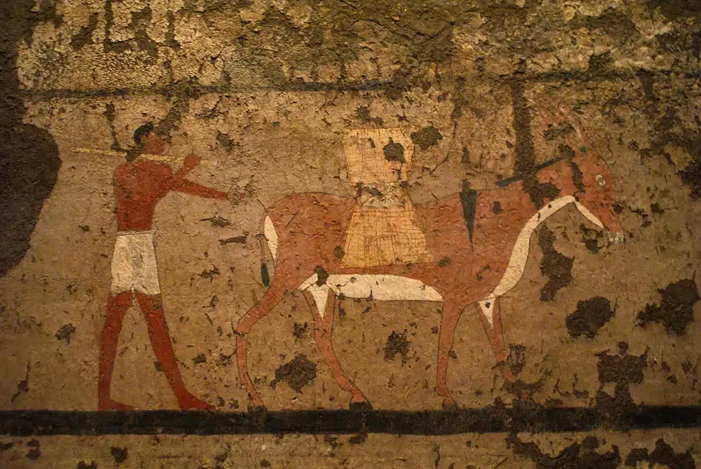 Dessin représentant des travaux agricoles dans le musée egyptien de Turin.