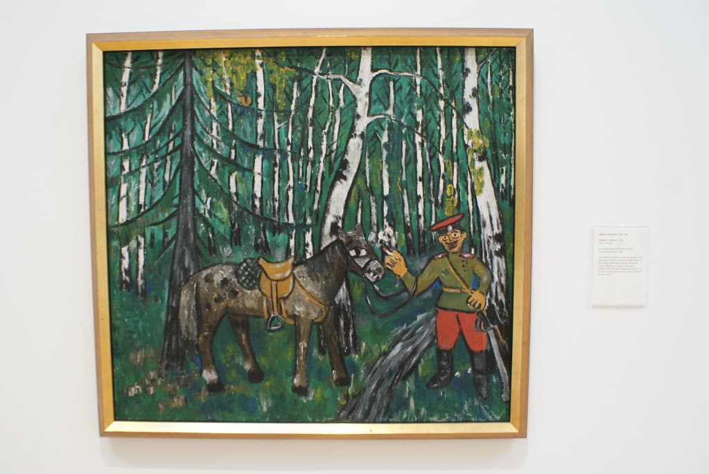 « A soldier in the wood » (1911) de l’artiste Mikhael Larionov au musée d’art moderne d’Edimbourg.