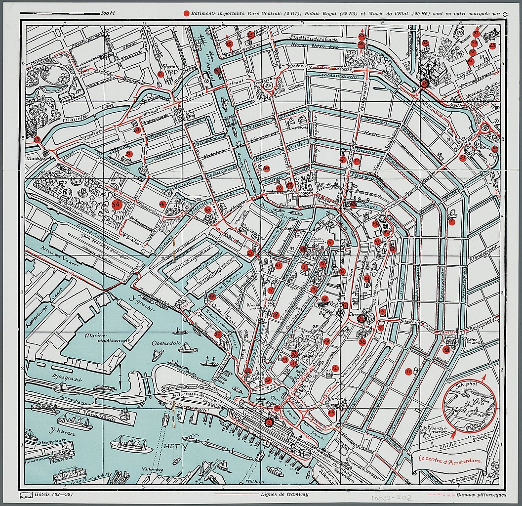 Carte d'Amsterdam en 1935 aux Archives municipales.