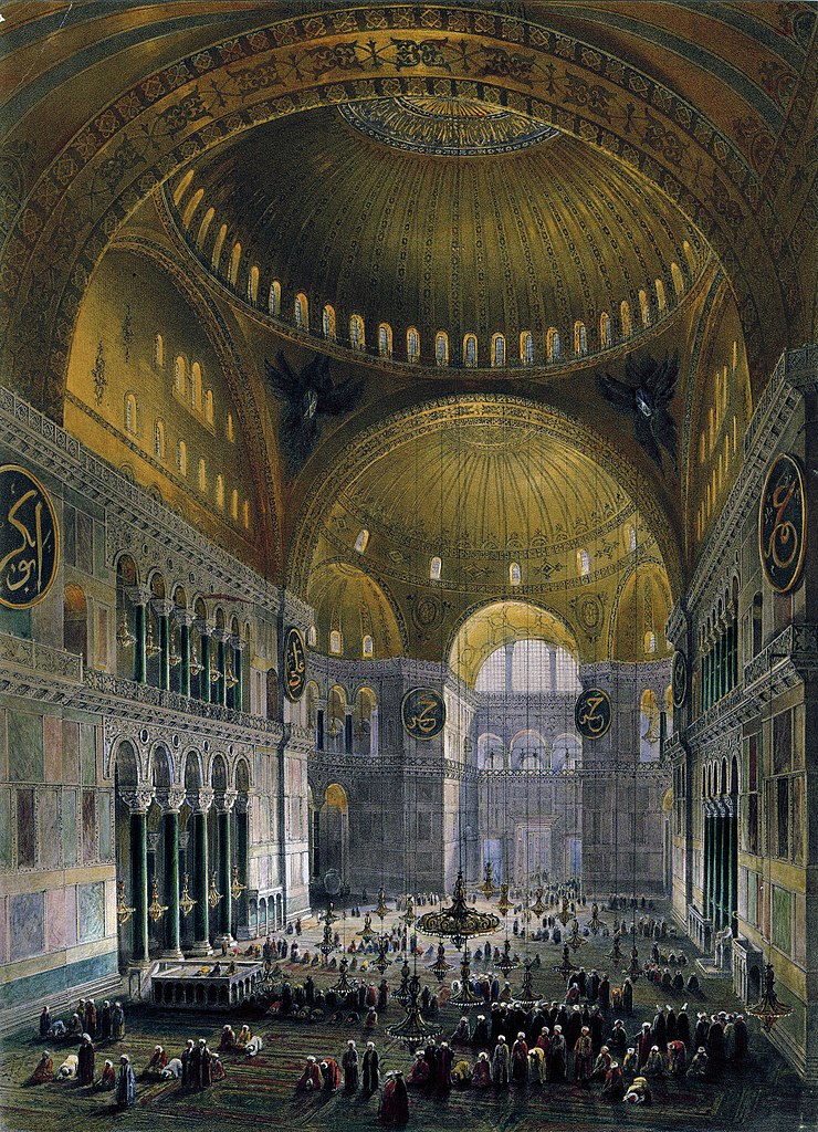 Intérieur de Sainte Sophie à Istanbul - Illustration de Gaspard Fossati -The Trustees of the British Museum - licence CC BY NC SA 4.0