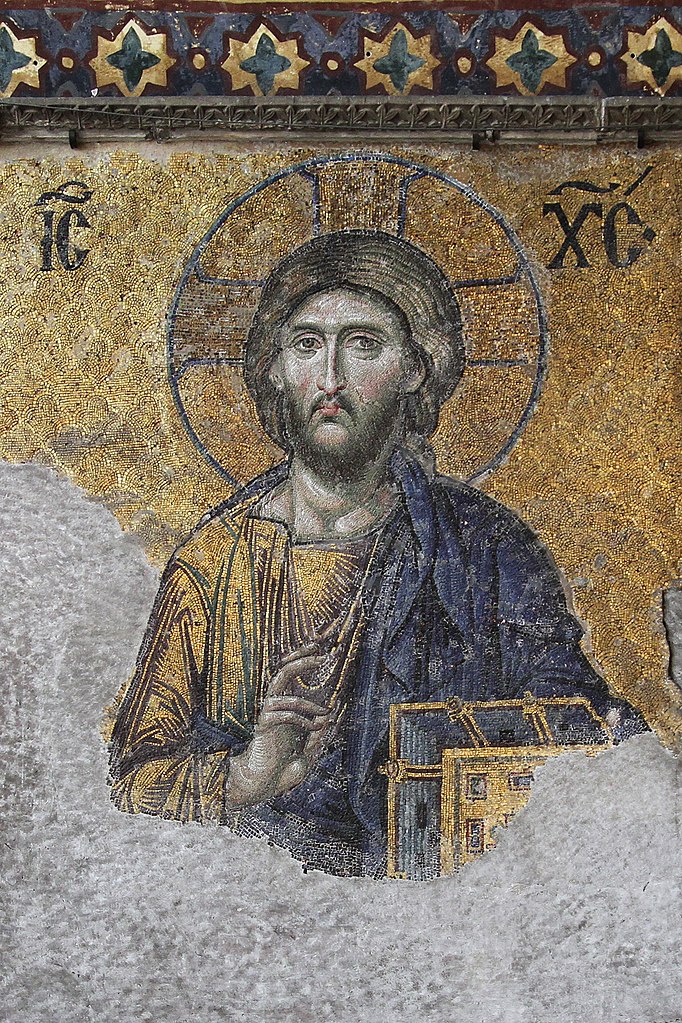 Mosaique de Jésus Pantocrator dans la basilique-mosquée de Sainte Sophie à Istanbul.