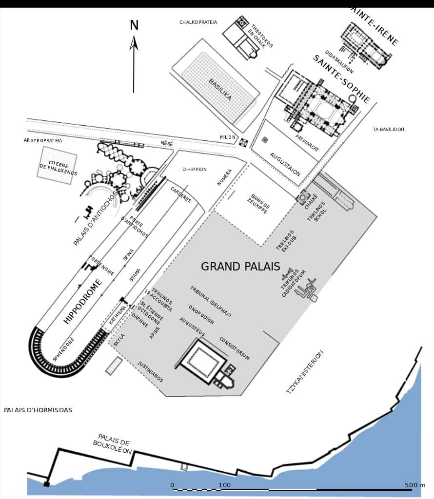 Plan de quartier à l'antiquité avec l'Hippodrome de Constantinople - Image de Marsyas - Licence CCBY 2.5