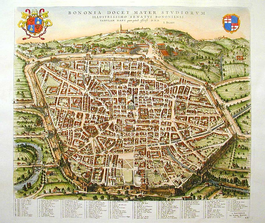 Carte détaillée de Bologne en 1640.