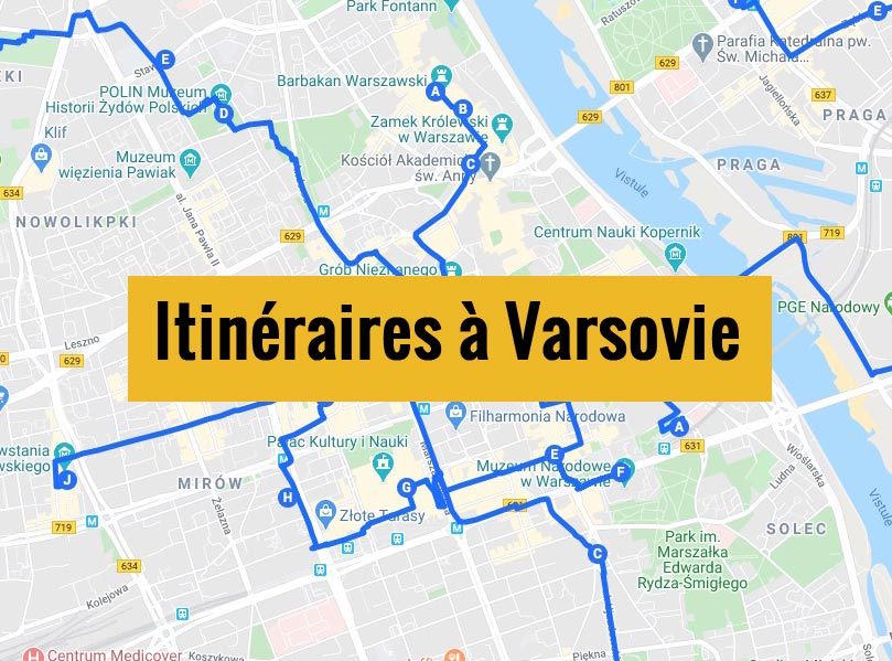 Itinéraires pour visiter Varsovie en Pologne pendant un week-end de 2, 3 jours ou plus.