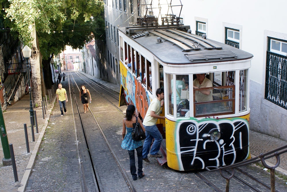 Transport en commun : Le funiculaire à Lisbonne.